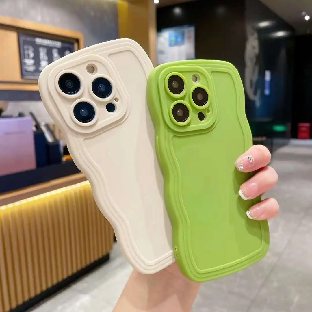 Simple Solid Wave Pattern Soft Shell Phone Case For iphone15 14 13 12 11 Pro Max X XR XSMAX 7 8 Plus TPU Case Cover new products