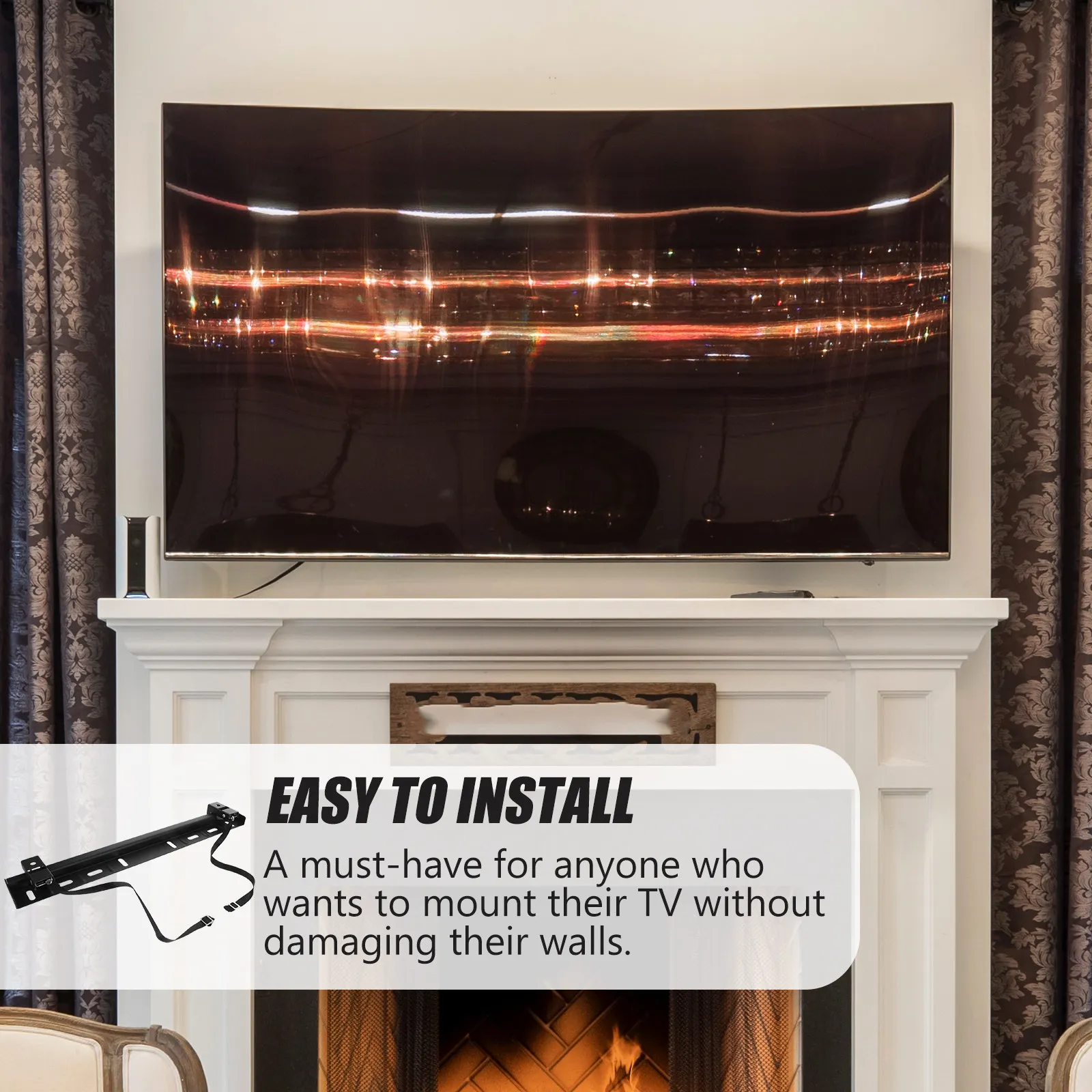 1Set TV Wall Mount 32 to 65 Inch L Shaped Mechanical Bracket No Drilling Required Sponge Pad Protection