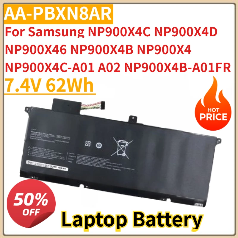 

New AA-PBXN8AR Laptop Battery 7.4V 62Wh For Samsung NP900X4C NP900X4D NP900X46 NP900X4B NP900X4 NP900X4C-A01 A02 NP900X4B-A01FR