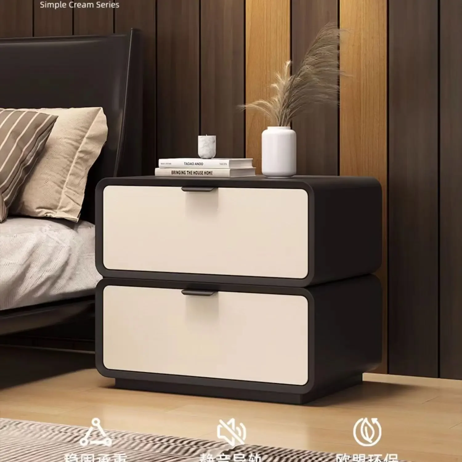 Bedside table all solid wood simple modern new light luxury minimalist bedroom 2024 new advanced