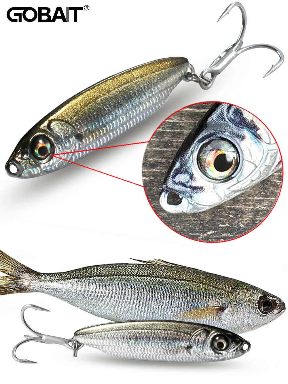 Leurre métallique GOBAIT 10g 18g, cuillère, œil 3D, swimbait, hameçons triples, pêche, leurre coulant, spinnerbait, matériel de pêche, appât artificiel