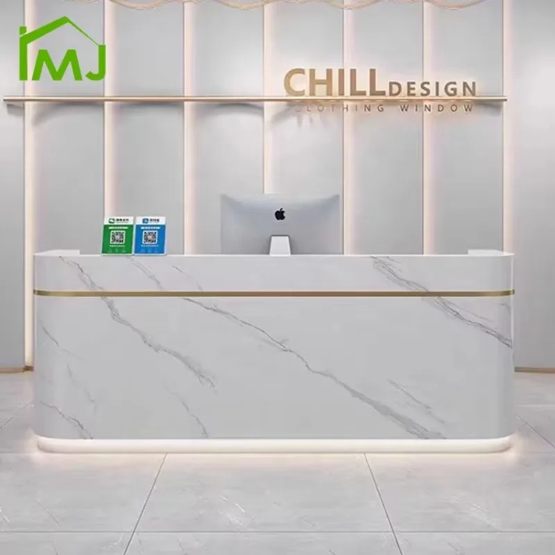 

2026 Modern Beauty Salon Commercial Checkout Counter Storage Reception Desk