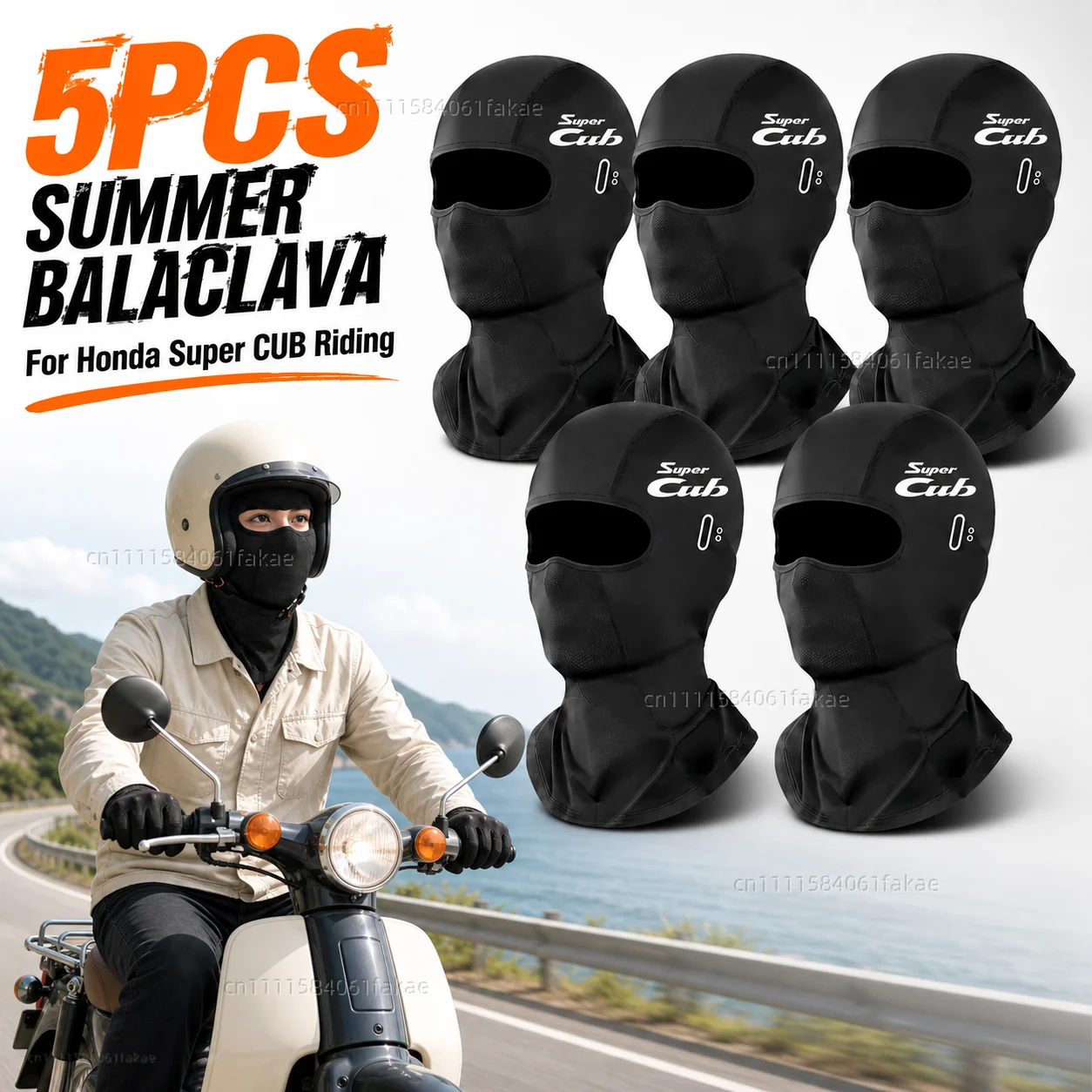 

5PCS Motorcycle Balaclava Summer UV Protection Glasses Face Breathable Hole For Honda Super CUB C70 90 110 C125 Riding Gear
