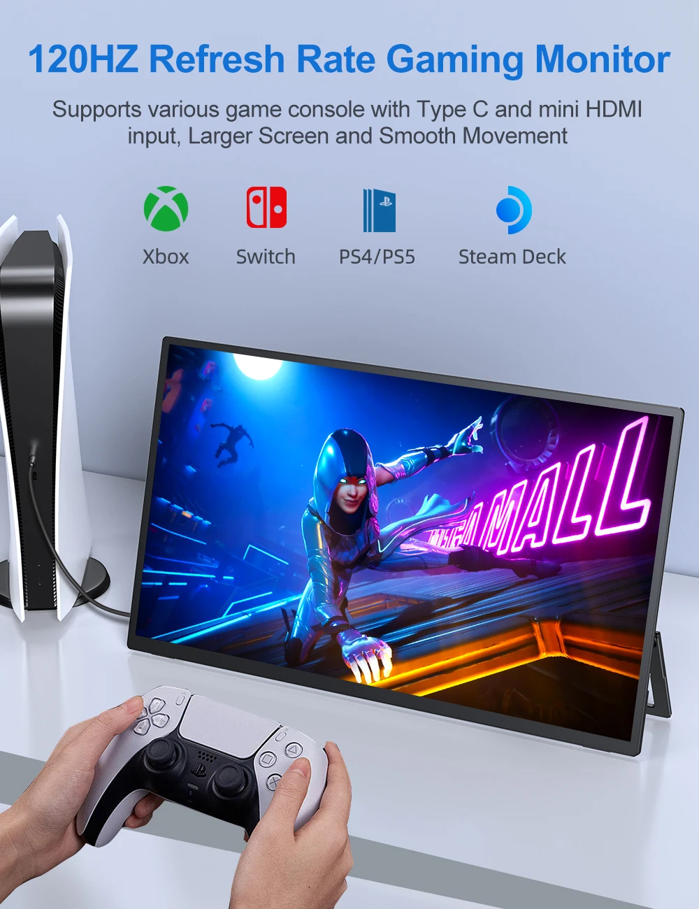 UPERFECT 18 UMax 18.5" Computer Monitor Portable 120hz Display FHD With Type C Mini HDMI VESA Swivel Lift Bracket For Laptop PC image 4