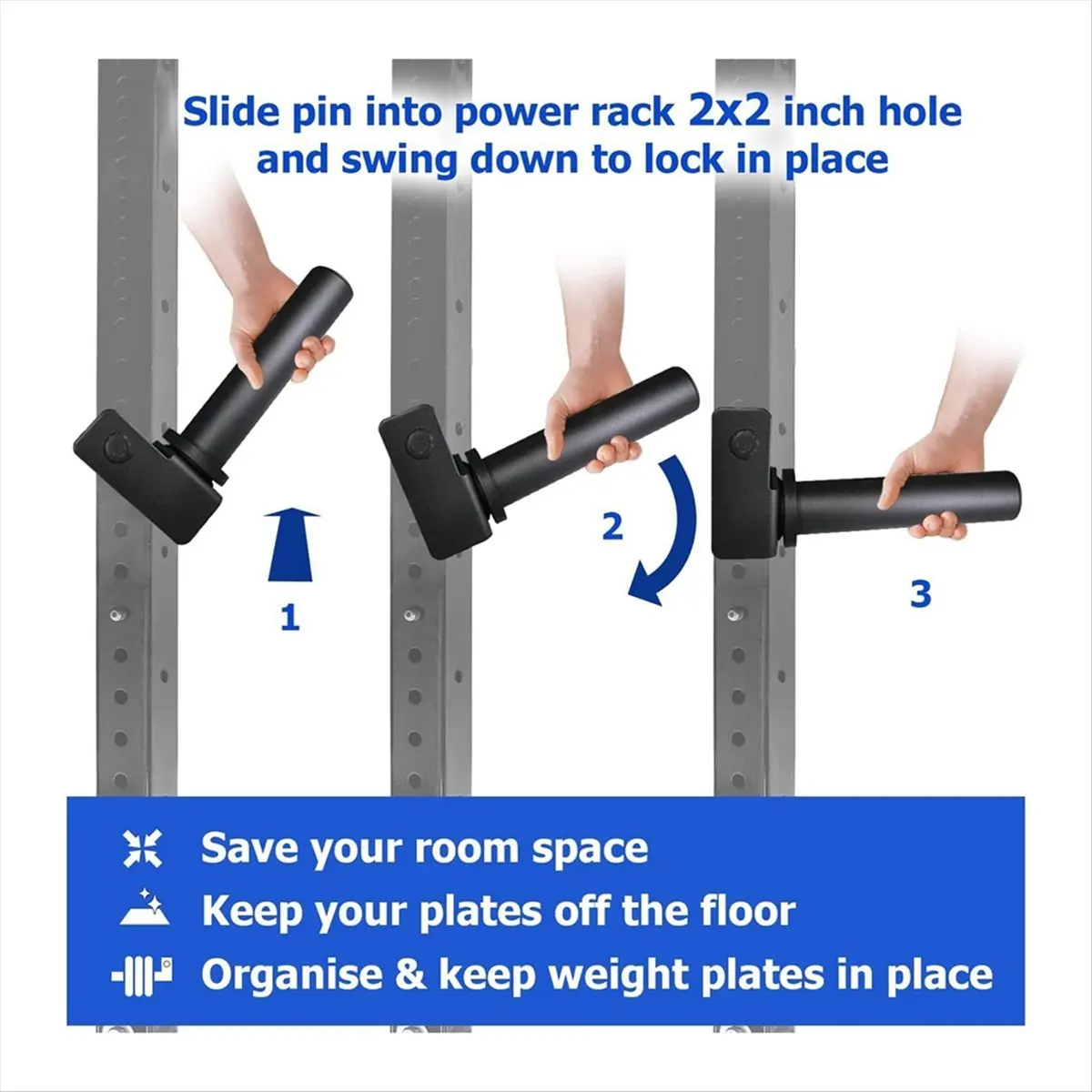 T34C Weight Plate Holder for 2x2 Inch Power Rack ,Power Rack Attachment for Weight Plates ,Weight Storage Rack for Power Rack - view 4