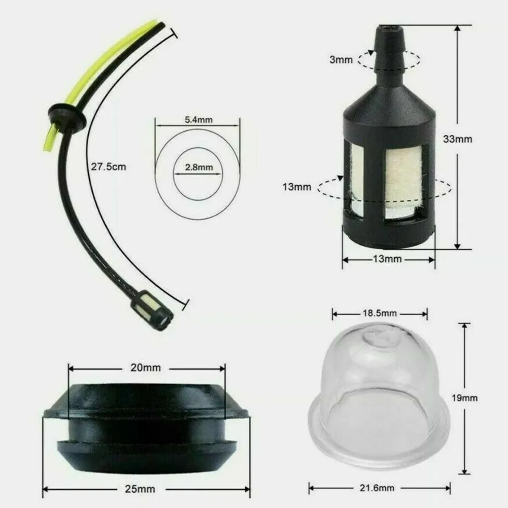 4 pz/set tubo del carburante filtro del tubo Primer serbatoio del carburante Kit di guarnizioni passacavo decespugliatore motosega benzina tosaerba parti di attrezzi da giardinaggio