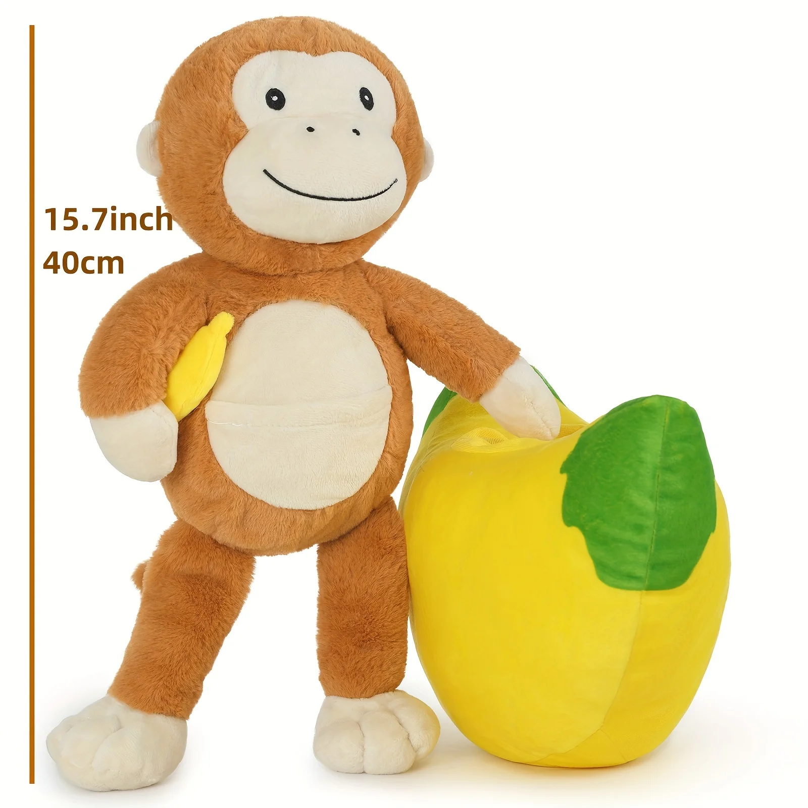 12 Inch Plush Monkey With Banana, Cute Monkey Stuffed Animal, 2-in-1 Toy Set For Kids Christmas