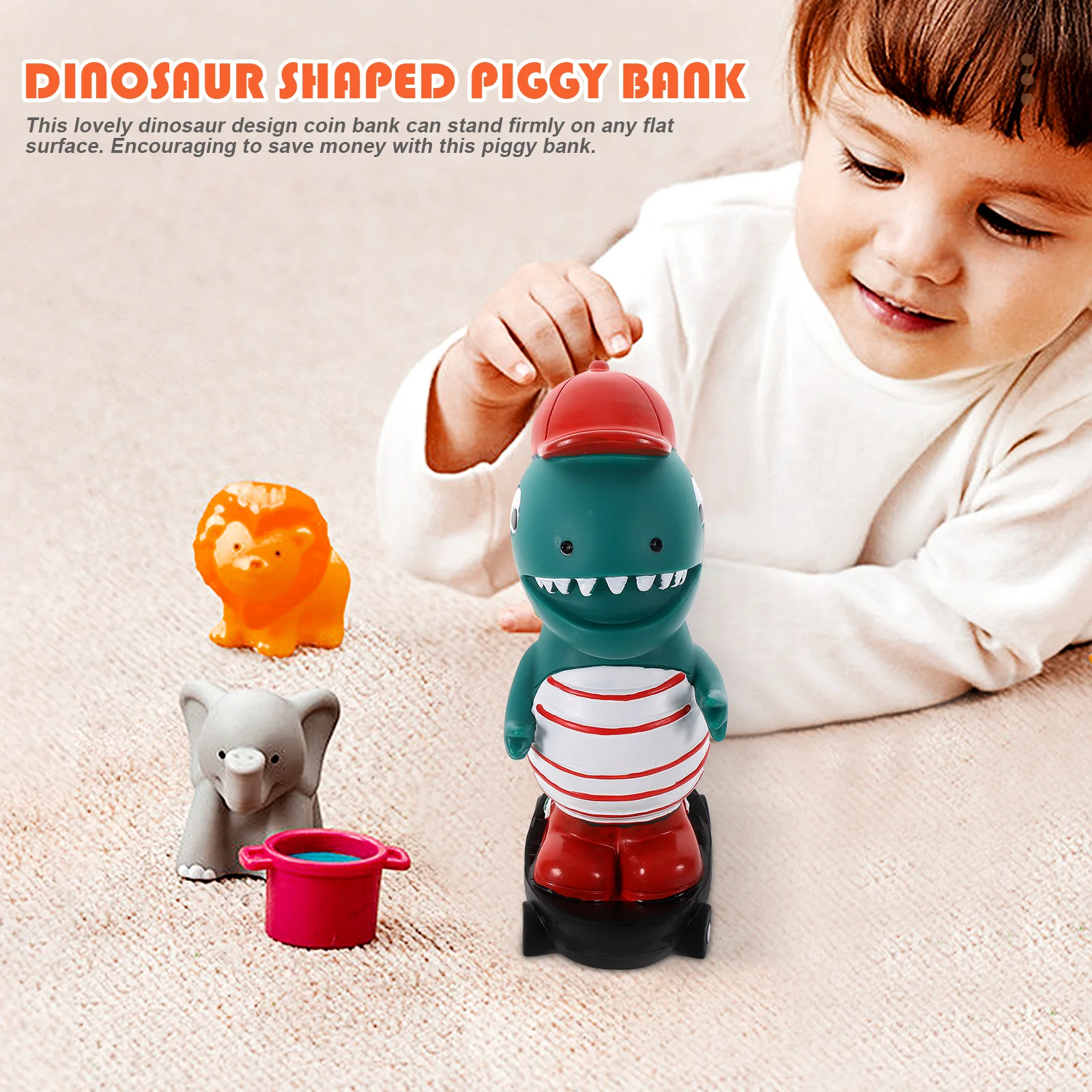 Dinosaurus spaarpot vinyl geldpot voor kinderen meisjes decoratieve spaarpot verjaardag kerstcadeau dinosaurusvormige geldcontainer