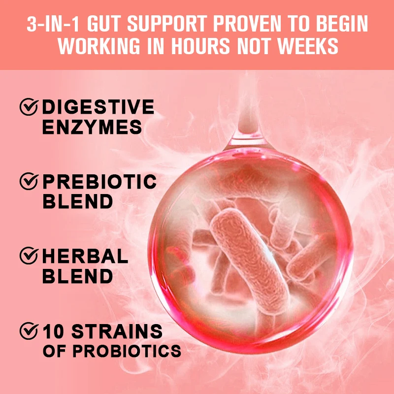 Digestive Enzymes Plus Prebiotic and Probiotic Supplements Vegan Formula for Better Digestion and Promotes Lactose Absorption