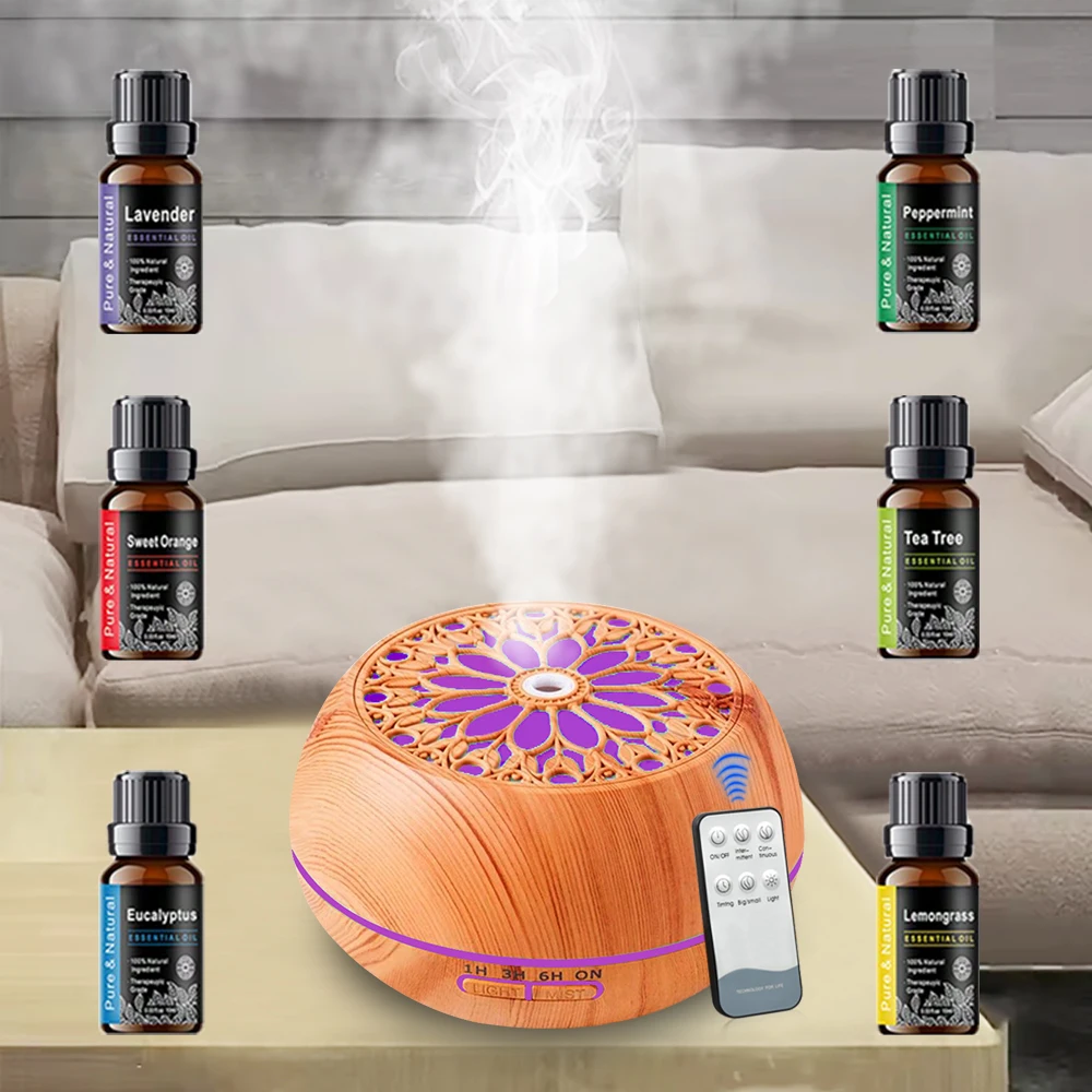 

Large 550ml Voice Control Aromatherapy Diffuser with 6 Therapeutic Oils RGB Ambiance Timer Free Tech Ultrasonic Humidifier
