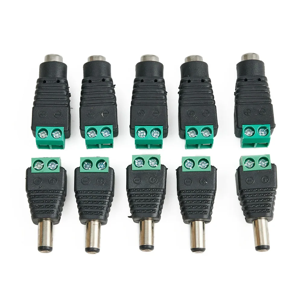Set of 2.1mm DC 12V Power Socket Screw Terminal Adaptors Male to Female for CCTV and Security Camera Power Connections
