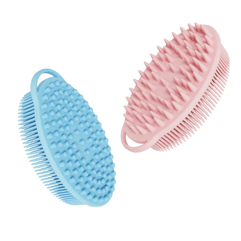 Exfoliërende Spons Body Scrubber Huid Hoofd Wasborstel Kam Siliconen Haren Badborstel Hoofdhuid Massager Bad Tool Hygiënisch