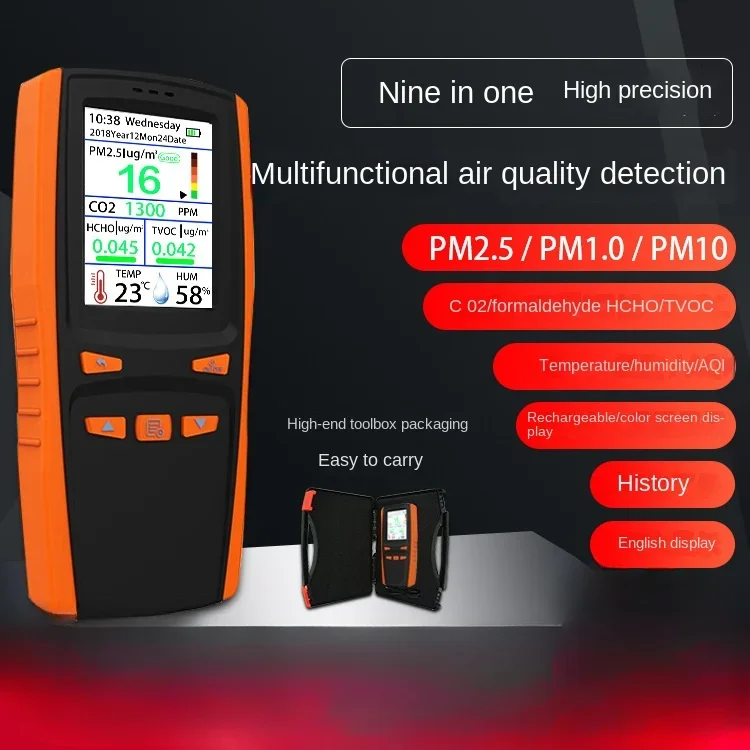 

Formaldehyde Detector Carbon Dioxide Detector PM2.5 Air Quality Detector Thermometer Hygrometer Moisture Meter Dust Haze Tools