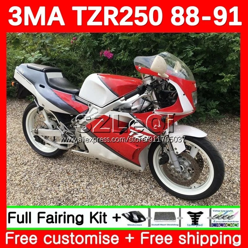 3MA Kit For YAMAHA TZR-250 Glossy Red TZR250 YPVS RS TZR 250 TZR250R 88 89 90 91 139No.142 TZR250RR 1988 1989 1990 1991 Fairing