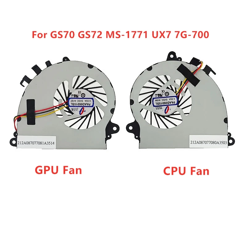 

Совершенно новый охлаждающий вентилятор для процессора и графического процессора ноутбука MSI GS70 GS72 MS-1771 UX7 7G-700