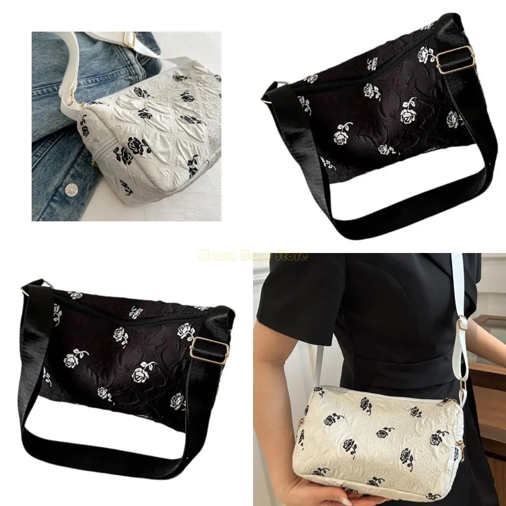 

X90d повседневная цветочная кошелька кросс -кошелька мягкая хлопчатобумажная ткань просторная женская сумка для плеча быстрого