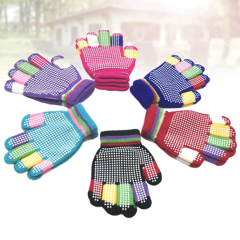 

12Pairs Kids Winter Ski Gloves Warm Soft Non-Irritating Anti-Slip Stretchy Snow Gloves with Palm Rubber Dots for Active Play