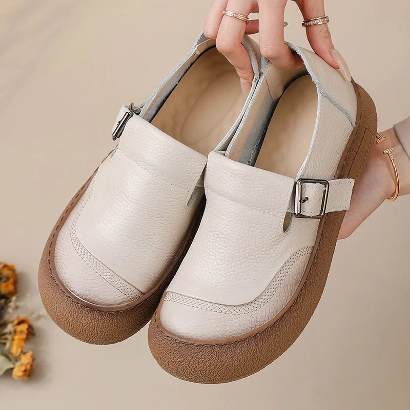 New Unique Oxford Shoes 43 44 Women's Split Leather Loafers Woman Orthopedic Moccasins Mother Designer Laced Daily Walking Flats