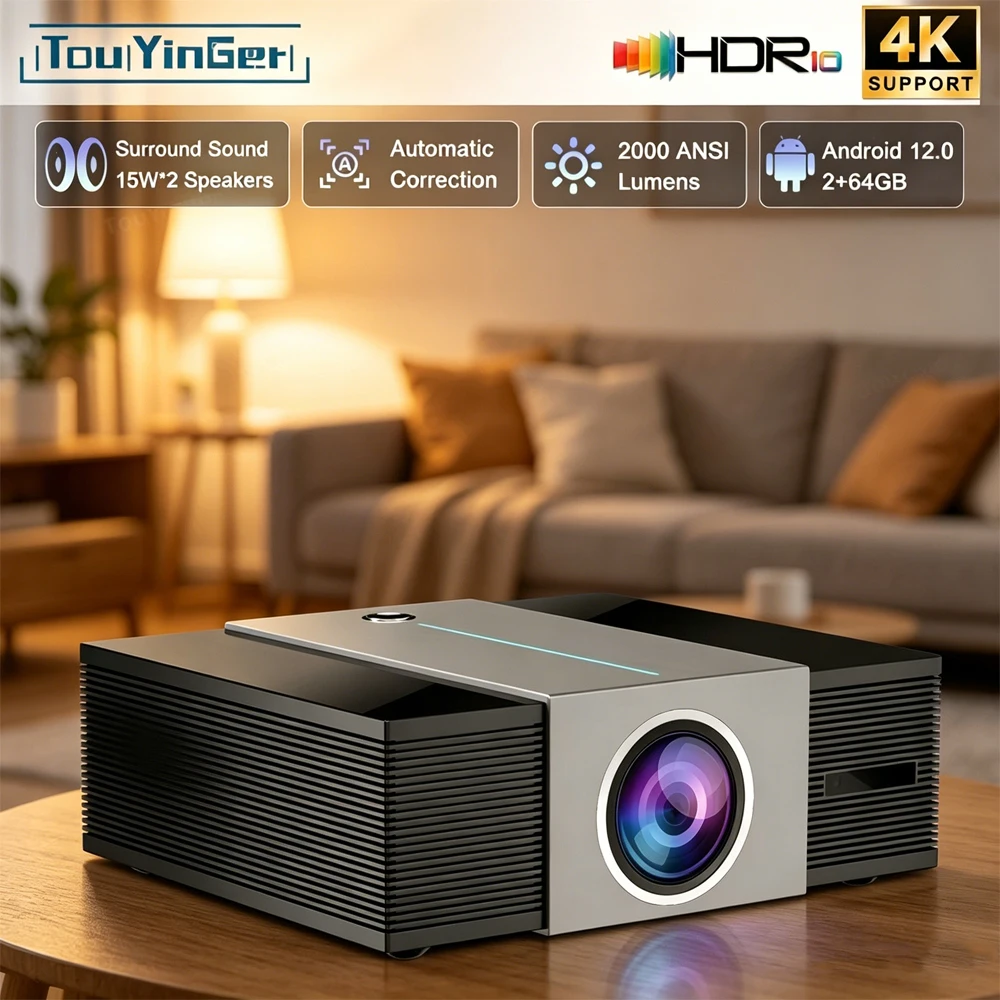 Touyinger Q11W Ultra 1080P Projektor 2000ANSI Vollständig Geschlossener Full HD 4K Decodierender Video WiFi Android Heimkino Smart TV Beamer