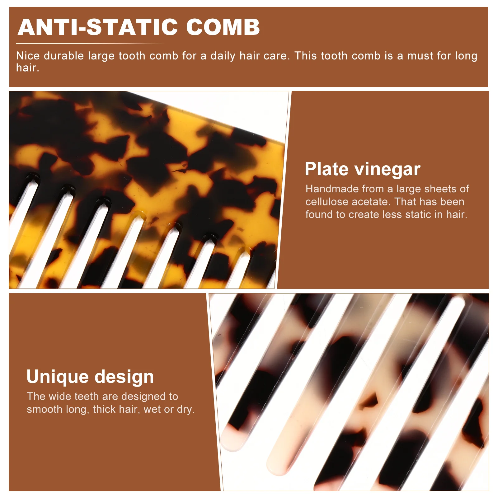 

PLAFOPE 2pcs Wide Tooth Comb for Women Detangling Brush Reduces Static in Hair Care Routine