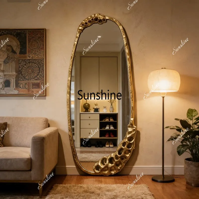 French retro full-length mirror home made old wall-mounted full-length mirror