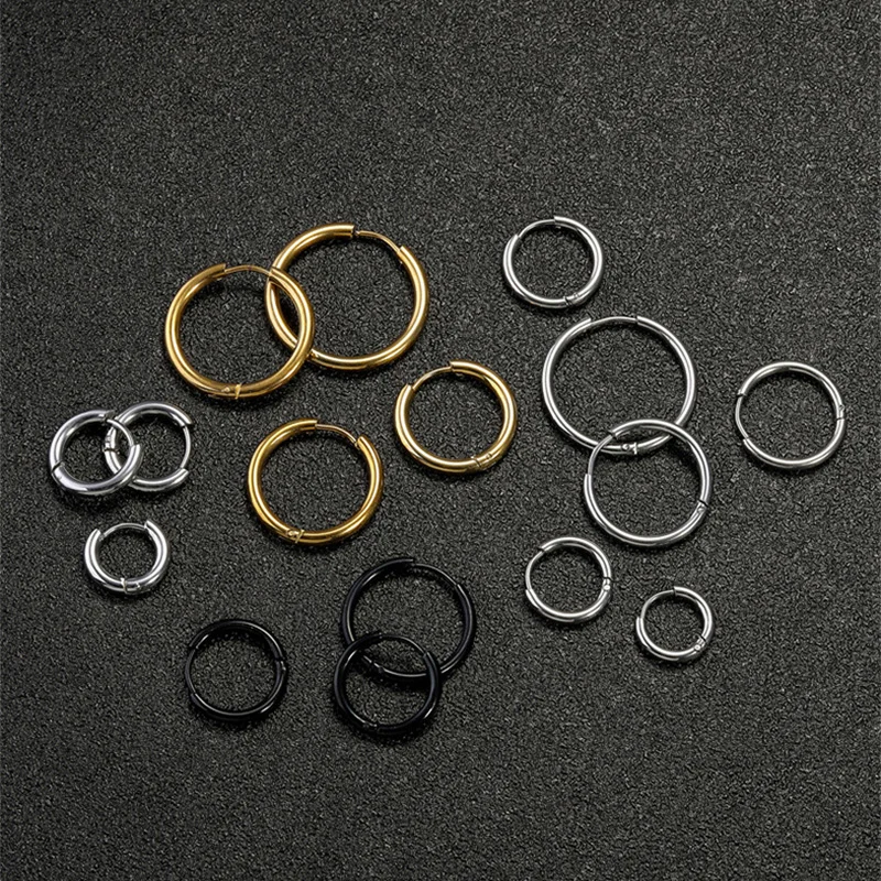 New Arrival 2Pcs Stainless Steel Fine Circle  Hoop Earrings For Women Septum Helix Tragus Ear Piercing Jewelry Ear Bone Buckle