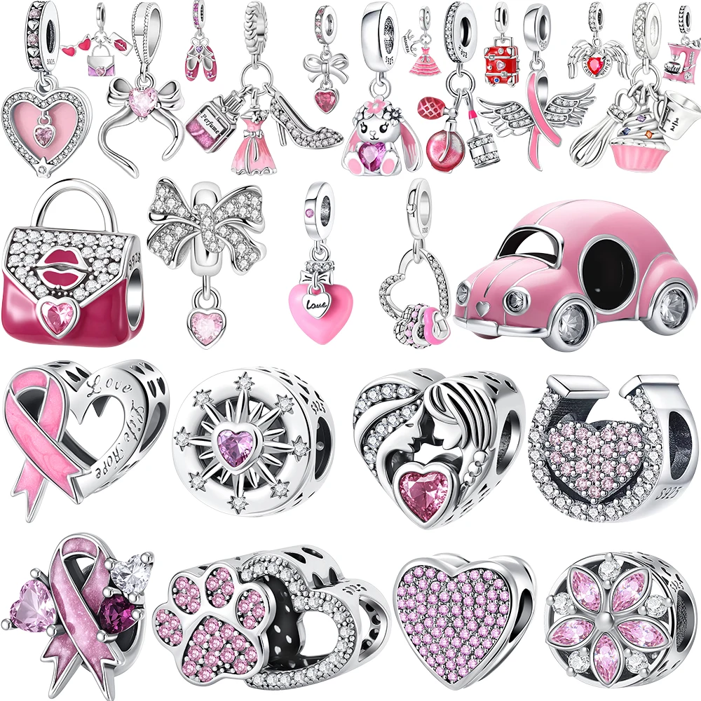 

2026 Hot Selling 925 Silver Pink Girl Series Pendant Suitable For European Bracelets DIY Accessories Women's Charm Jewelry Gift