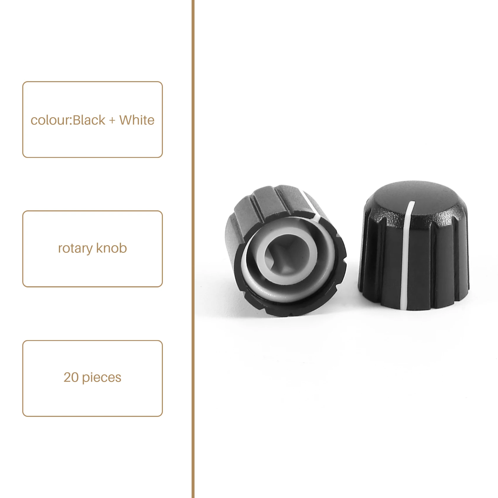 SMIEA 20 ชิ้น 15X13.5 มิลลิเมตรพลาสติก Potentiometer ลูกบิดหมุนสําหรับ 6 มิลลิเมตรเส้นผ่านศูนย์กลาง D ประเภทเพลากีตาร์ Volume Knob.