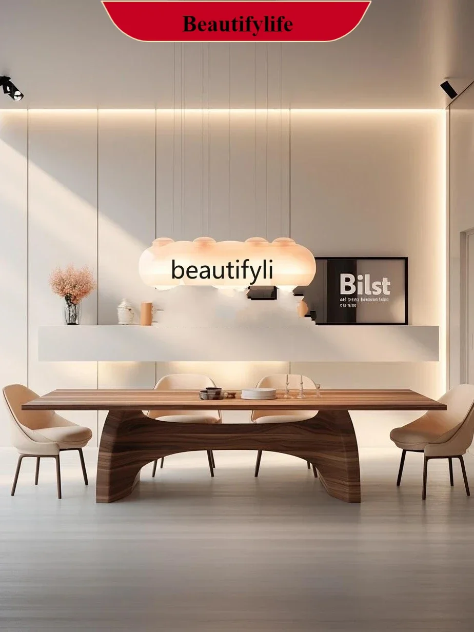 

G1218 Dining table designer is surprised by the minimalist style log style solid wood six-person long table tea table