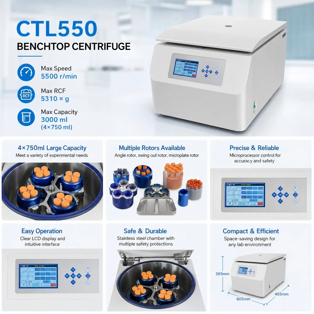 Mixology CTL550 Lab Centrifuge 3000ml Capacity for Craft Cocktail Clarifying Infused Spirits Fining Rapid Sediment Separation