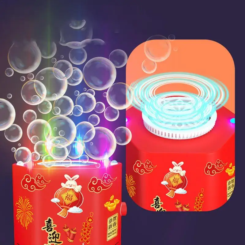 Firework Bubble Machine Electric Automatic Soap Rocket Bubbles Machine Kids Portable Outdoor Party Toy LED Light Blower Toys