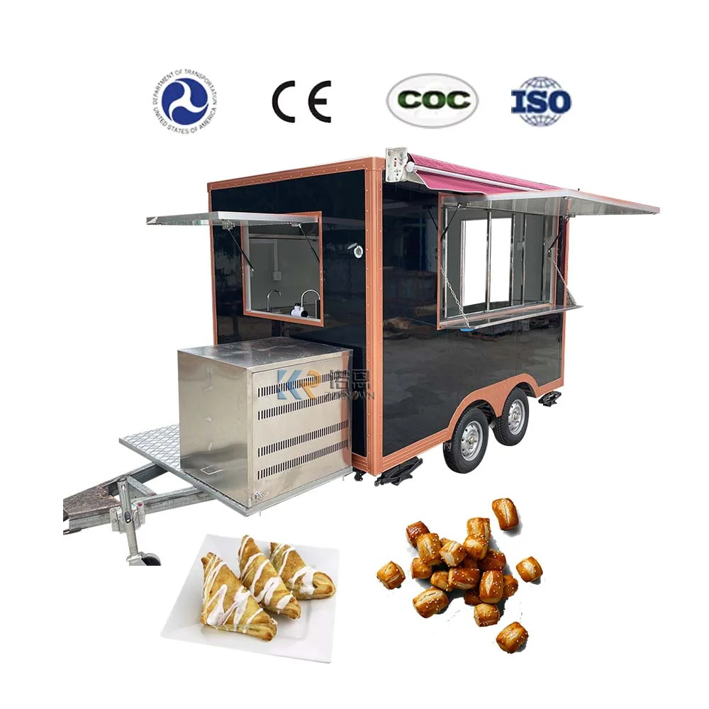 Square Mobile Food Trailer with Full Kitchen Mobile Food Carts for Sale UK