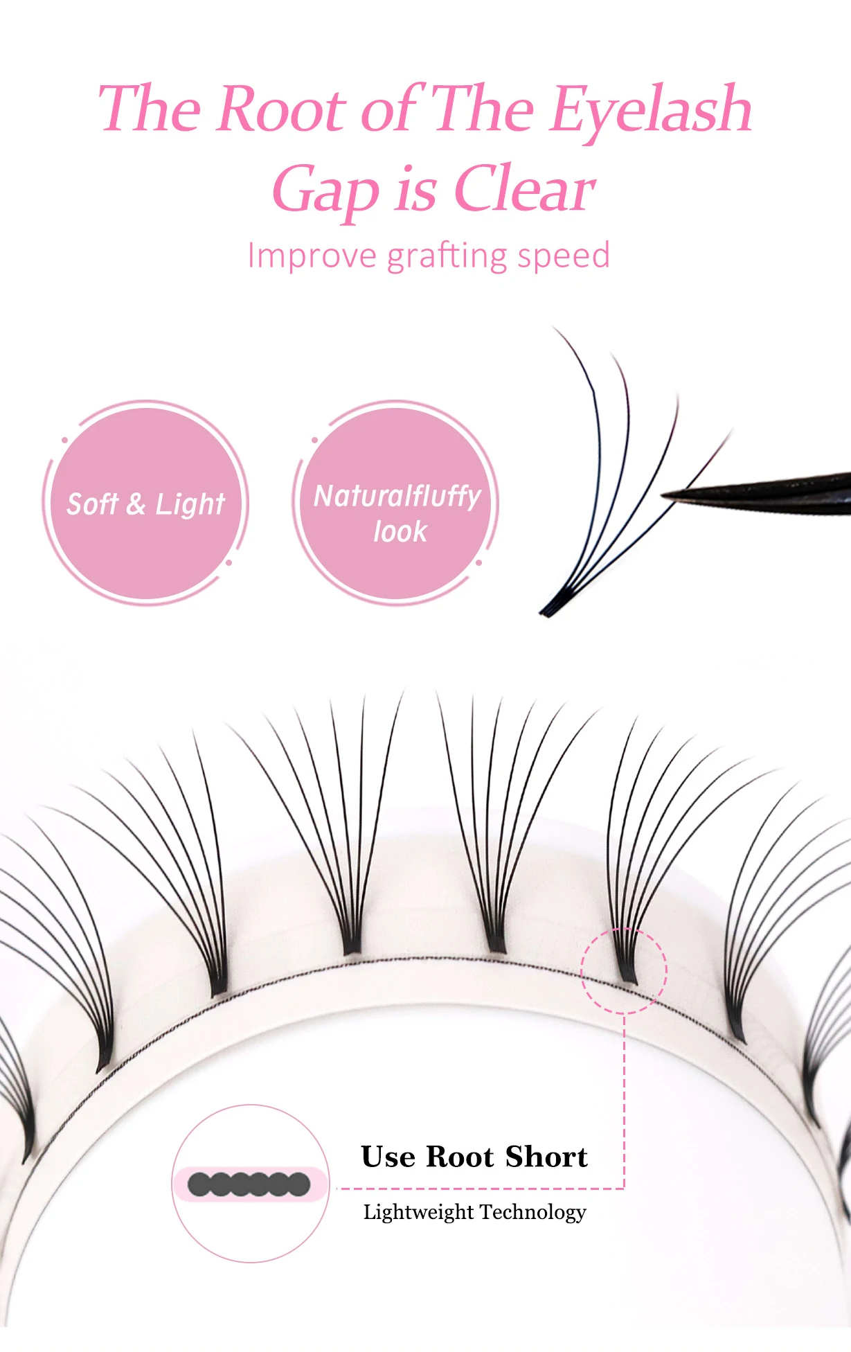 AGUUD Wimpern mit kurzem Stiel 3D 4D 5D 6D Vorgefertigte Volumenfächerwimpern Weiche Natürliche Lange Stiele Professionelle Wimpernverlängerung Zubehör – Detail 4