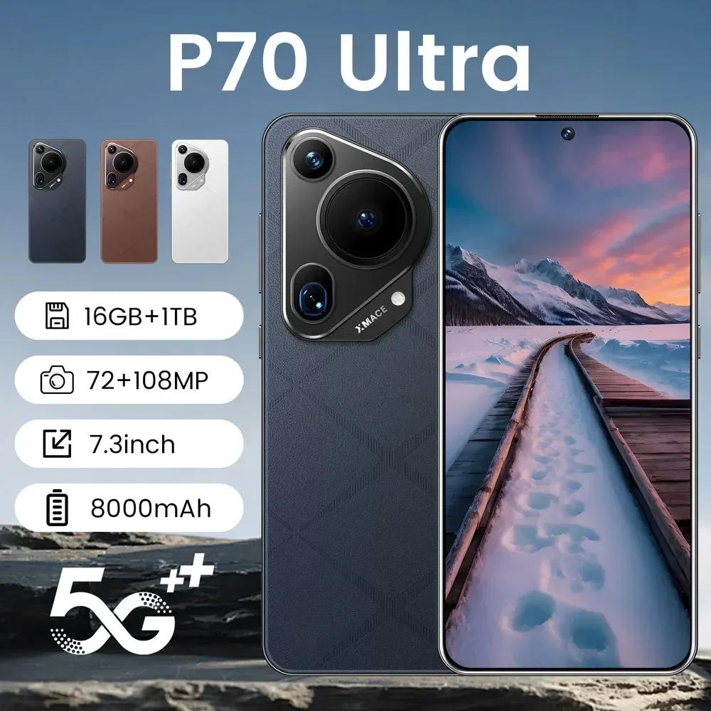 P70 Ultra Smartphone 5G Dual SIM Face Unlocked Mobile Phones 22GB 2TB 8000mAh Cellphone Android 7.3HD Cell Phone Global Version