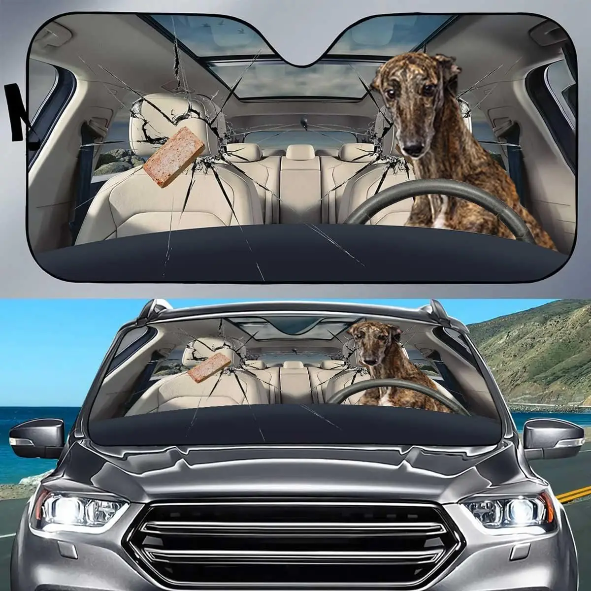 GreyHounds Family Car Sunshade, GreyHounds Car Accessories, Car Decor, GreyHounds Gifts, GreyHounds Lovers LNG202112A74