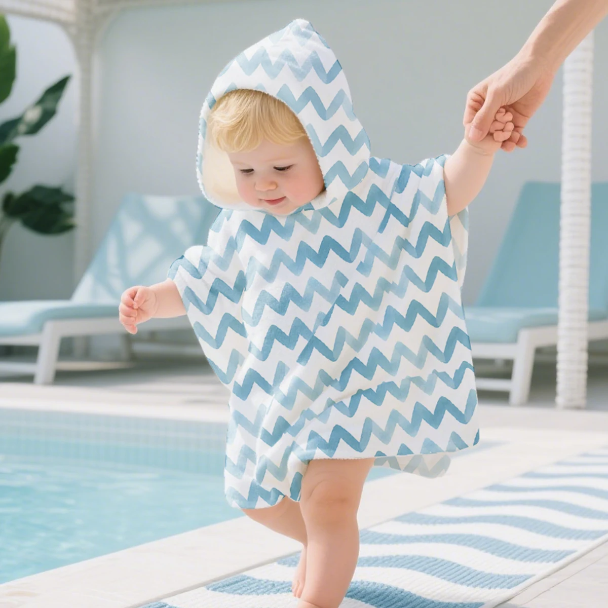 

Children's Hooded Cloak Bathrobe Kid Double Sided Fluff Bath Towel Thick Waterproof Beach Baby Bathrobe Towel Sand-nonadherent