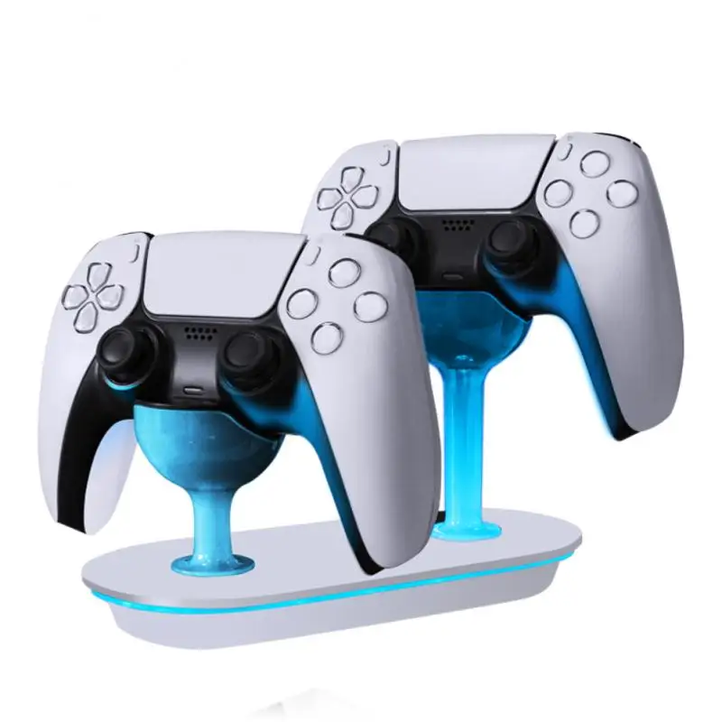 

hot Wireless Controller Charger For PS5 Wine Glass Shape Dual Fast Charger With LED Indicator Type-C Port Fit For PlayStation5