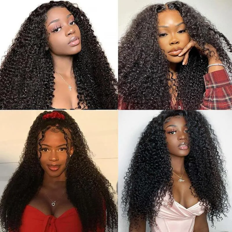 1B Afro Kinky Curly Echthaar Glueless Perücken 200 250 Dichte Vietnamesisches Echthaar Flip-Over Halbperücke mit Kordelzug – Detail 4