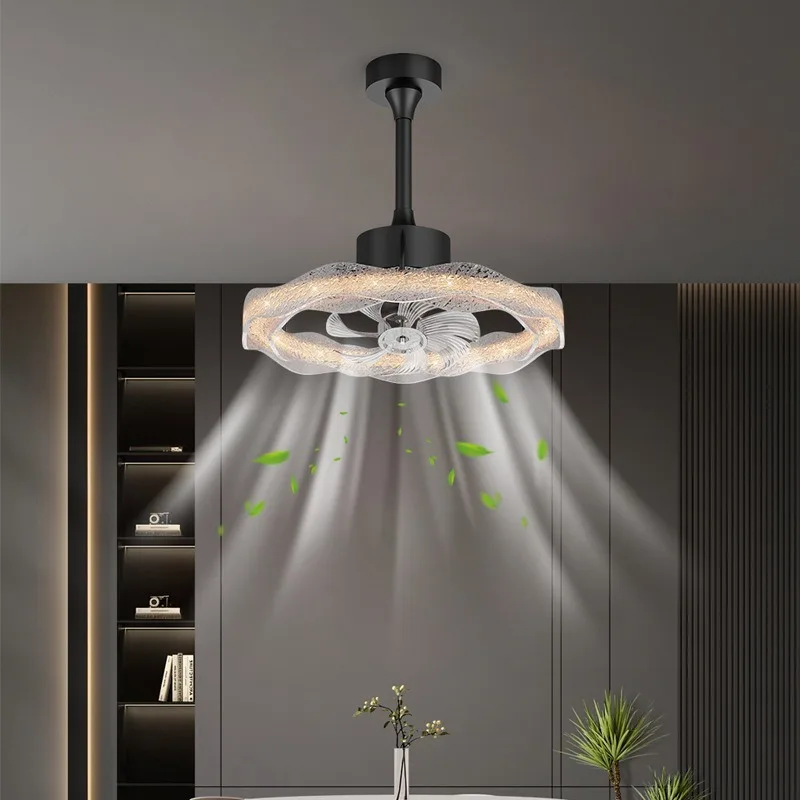 Shaking bedroom fan light Italian minimalist wave streamer platinum resin living room
