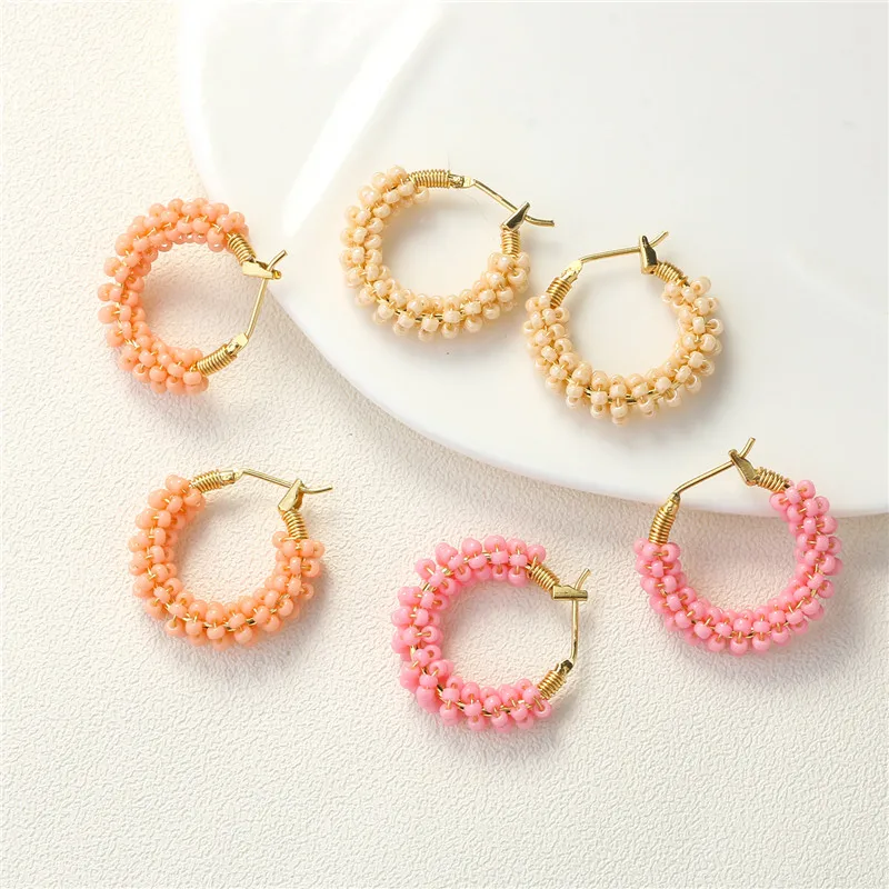 KELITCH Cnady Colors Hoop Earrings Twisting Miyuki Earring Women Trendy Earrings Wholesale