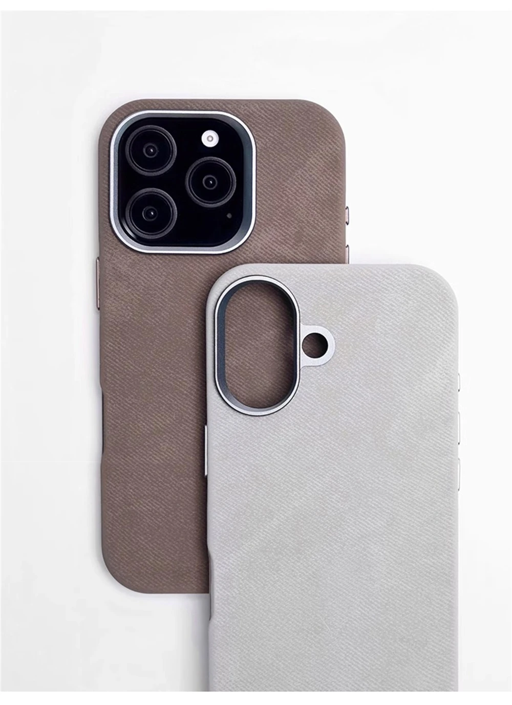 Luxuriöse stoßfeste magnetische Faser-Lederhülle für iPhone 18 17 16 Pro Max 15 14 Plus 13 12 für MagSafe kabelloses Laden. – Detail 4