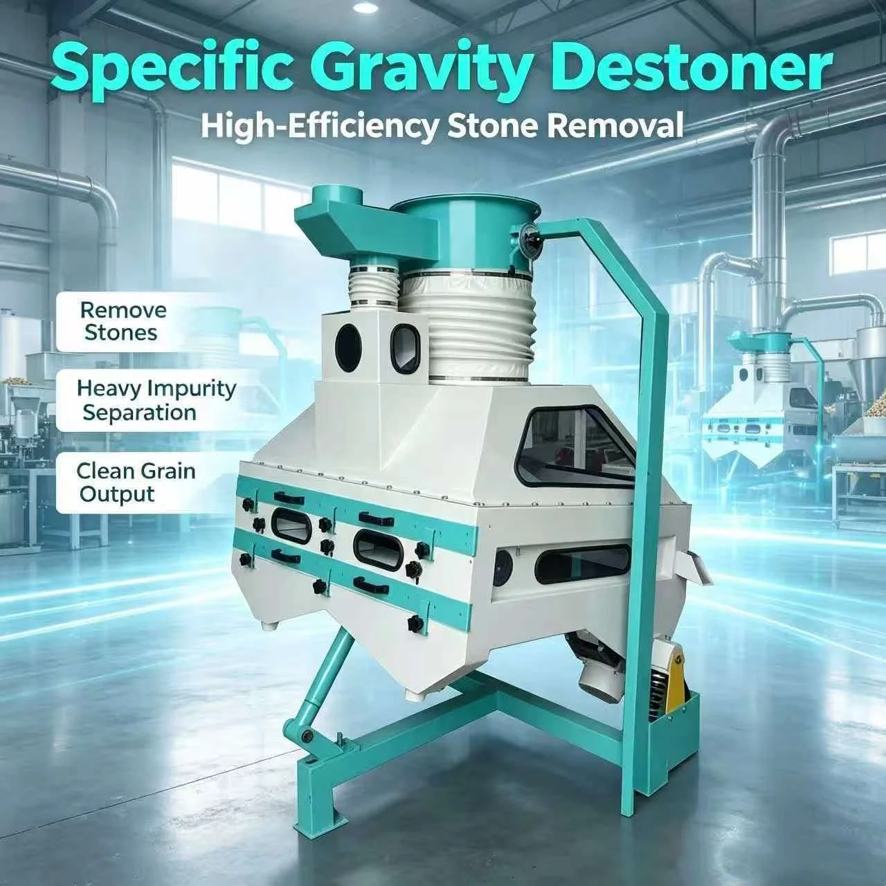 Gravity Destoner Machine Grain Stone Removing Equipment Grain Cleaning Machine Seed Cleaner Grain Processing Machinery