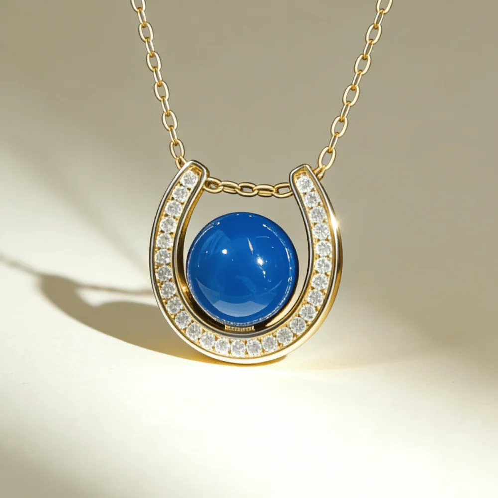 

925 Sterling Silver Necklace with Natural Dominican Blue Amber 7mm Round Bead U Shape Minimalist Modern Jewelry Gift for Women