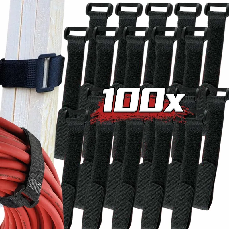 10/100pcs Reusable Hook Loop Nylon Cable Ties Adjustable Cinch Straps Wire Fastener Wrapping Strap Securing Cable Cord Organizer