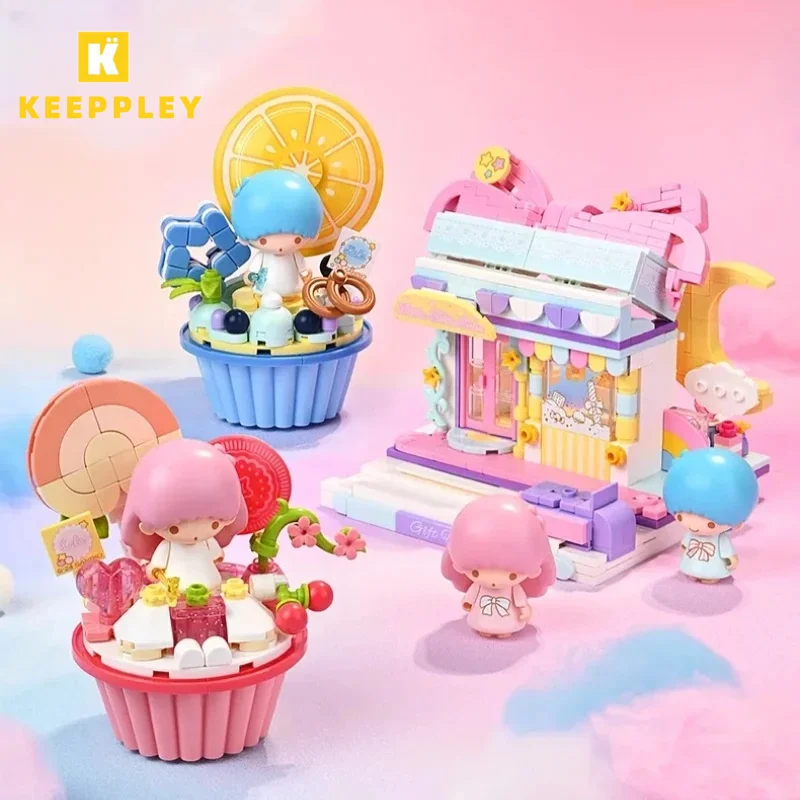 

Keeppley строительные блоки Sanrio милые маленькие двойные звезды торт чашка уличная сцена Сращивание модель игрушки настольные украшения подарок на день рождения