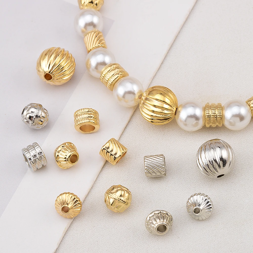 100PCS/Lot Plastic CCB Pumpkin Shell Stripes Bracelets Beads Spacer Beads Diy Jewelry Making Accessories For Women Wholesale