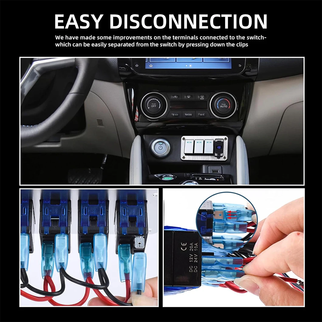 4 عصابة الألومنيوم لوحة التبديل الروك مع 4.8 أمبير شاحن USB مزدوج تيار مستمر الروك التبديل للسيارات قوارب RVs الفضة