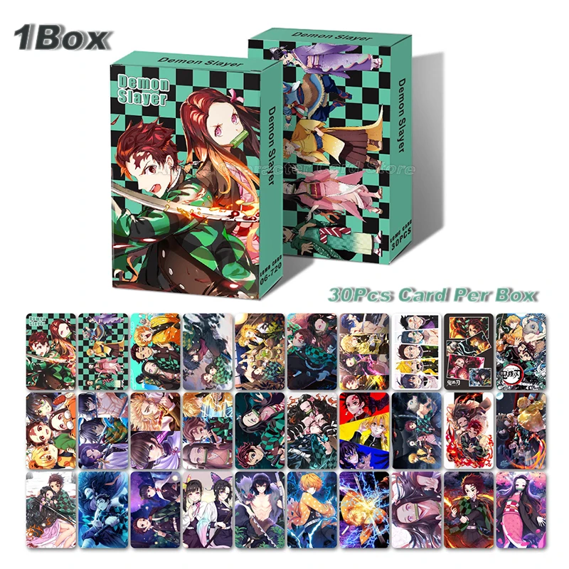 30PCS/Set LOMO Cards Anime Naruto One Piece Demon Slayer Post Card Photocards Hobby Game Collection Toys For Children Gifts