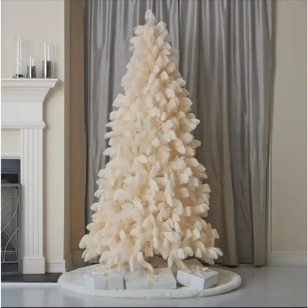 

Christmas Tree 7.5 Feet 48 "diameter Ivory Hinged Branch Design Folding Metal Tree Frame Festive & Party Supplies ChristmasTrees