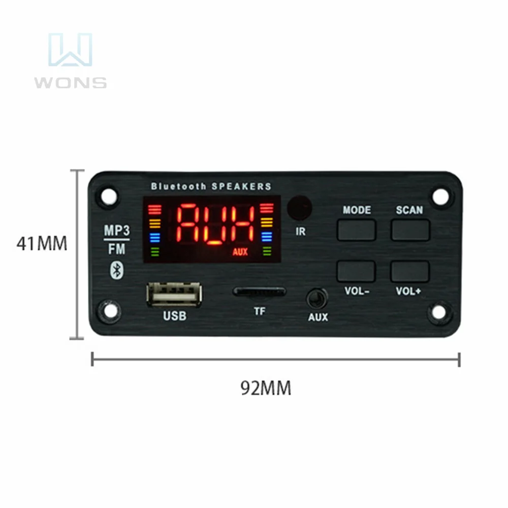 DC7-18V Big Color Screen Car Audio USB TF FM Radio Module Wireless 2*25W MP3 WMA Decoder Board MP3 Player with Remote Control